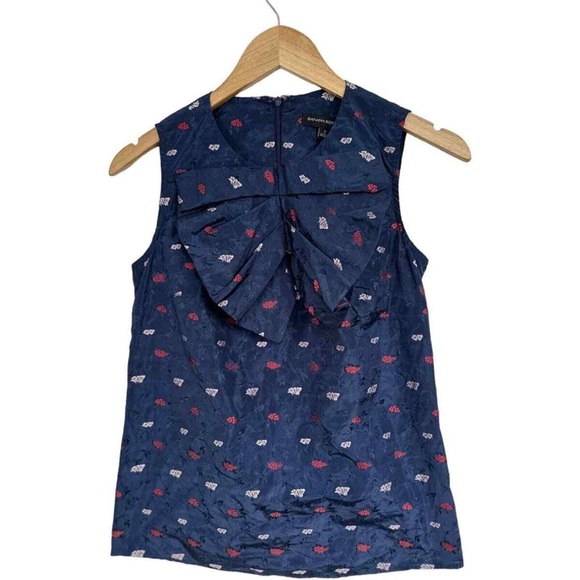 Banana Republic Tops - Banana Republic Blue Sleeveless Ruffled Bib Collar Blouse
